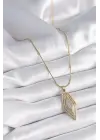  Altın  Zirkon Taşlı Vintage Model  Çelik Kolye