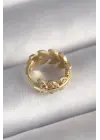 316L Çelik Gold Renk Zirkon Taşlı Yaprak Model Tragus Piercing