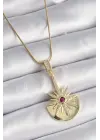  Altın  Zirkon Taşlı Yıldız Model  Çelik Kolye
