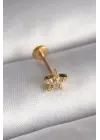 316L Çelik Gold Renk Zirkon Taşlı Yıldız Model Tragus Piercing