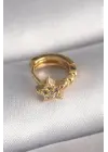 316L Çelik Gold Renk Zirkon Taşlı Yıldız Model Tragus Piercing