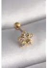 316L Çelik Gold Renk Zirkon Taşlı Yıldız Model Tragus Piercing