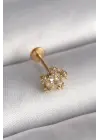 316L Çelik Gold Renk Zirkon Taşlı Yıldız Model Tragus Piercing