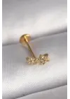 316L Çelik Gold Renk Zirkon Taşlı Yıldız Model Tragus Piercing