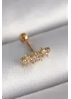 316L Çelik Gold Renk Zirkon Taşlı Yonca Tragus Piercing