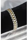 316L Çelik Gold ve Gümüş Renk 12 mm Kalınlık Erkek Bileklik