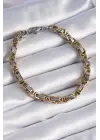316L Çelik Gümüş Gold Renk Kral Zincir Model Erkek Bileklik
