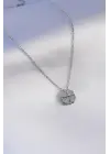 Gümüş  Açılır Zirkon Taşlı Yonca Model  Çelik Kolye