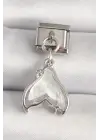 316L Çelik Gümüş Renk Beyaz Balık Kuyruğu Model Nomination Charm