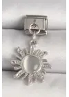 316L Çelik Gümüş Renk Beyaz Mineli Güneş Model Nomination Charm