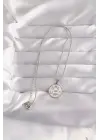 Gümüş  Beyaz Mineli Karışık Figürlü Tarot Çelik Kolye