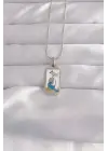  Gümüş  Beyaz Mineli Kız Figür Tarot Çelik Kolye