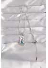  Gümüş  Beyaz Mineli Kız Figür Tarot Çelik Kolye