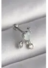 316L Çelik Gümüş Renk Beyaz Minelik Kalp Sallantı Zirkon Taş Detay Tragus Piercing