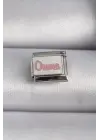 316L Çelik Gümüş Renk Beyaz Pembe Ouma İşlemeli Nomination Charm