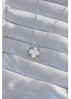  Gümüş  Beyaz Sedefli Yonca Çelik Kolye
