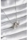  Gümüş  Bubble F Harf Model  Çelik Kolye