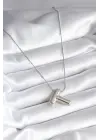  Gümüş  Bubble T Harf Model  Çelik Kolye