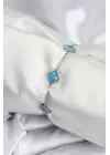 316L Çelik Gümüş Renk Buz Mavisi Baby Boy Yonca Kadın Bileklik