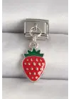 316L Çelik Gümüş Renk Çilek Model Nomination Charm