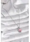  Gümüş  Daire Pembe Sedefli Model  Çelik Kolye