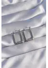   Gümüş Dikdörtgen Model Küpe