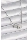  Gümüş  Fil Kalp Figürlü  Çelik Kolye