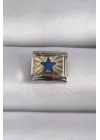 316L. Çelik Gümüş Renk Gold Mavi Yıldız İşlemeli Nomination Charm