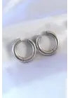 316L Çelik Gümüş Renk Halka Model Kadın Küpe
