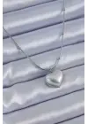  Gümüş  İncili Kalp Model Minimal Top Detay  Çelik Kolye