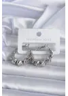   Gümüş İşlemeli Halka Model Çelik Küpe