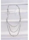  Gümüş  İtalyan Zincir Çoklu Çelik Kolye