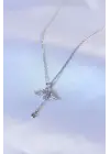  Gümüş  Kanatlı Kalp Figür Zirkon Taş Detay  Çelik Kolye