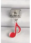 316L Çelik Gümüş Renk Kırmızı Müzik Nota Model Nomination Charm