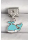 316L Çelik Gümüş Renk Mavi Balina Model Nomination Charm