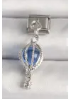 316L Çelik Gümüş Renk Mavi Balon Model Nomination Charm