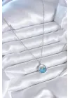  Gümüş  Mavi Kristal Taşlı Balina Model  Çelik Kolye