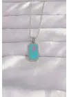  Gümüş  Mavi Mineli Tarot Çelik Kolye