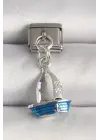 316L Çelik Gümüş Renk Mavi Yelkenli Model Nomination Charm
