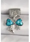 316L Çelik Gümüş Renk Mavi Zirkon Taşlı Fiyonk Model Nomination Charm