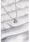  Gümüş  Minimal Kalp Tasarımlı Çelik Kolye