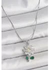 316L Çelik Gümüş Renk Minimal Topçuk Zincir Zirkon Taşlı Papatya Model Kadın Kolye
