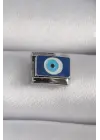 316L Çelik Gümüş Renk Nazar Boncuk Model Nomination Charm