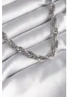  Gümüş  Örme Burgu Zincir Model  Çelik Kolye