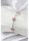 316L Çelik Gümüş Renk Pembe Baby Boy Yonca Kadın Bileklik