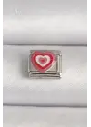 316L Çelik Gümüş Renk Pembe Kalp İşlemeli Nomination Charm