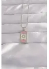  Gümüş  Pembe Mineli Ay Figür Tarot Çelik Kolye