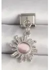 316L Çelik Gümüş Renk Pembe Mineli Güneş Model Nomination Charm