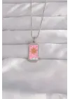  Gümüş  Pembe Mineli Güneş Model Tarot Çelik Kolye