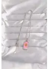  Gümüş  Pembe Mineli Güneş Model Tarot Çelik Kolye